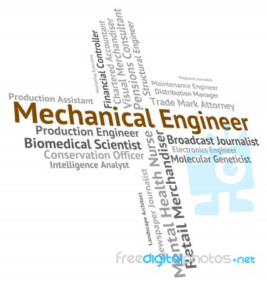 Mechanical Engineer Shows Word Text And Hiring Stock Image