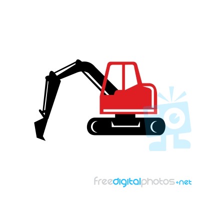 Mechanical Excavator Digger Retro Icon Stock Image