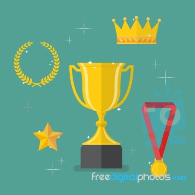 Medals Awards And Achievements Icons Set Stock Image