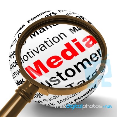 Media Magnifier Definition Shows Diffusion Channels Or Online Me… Stock Image