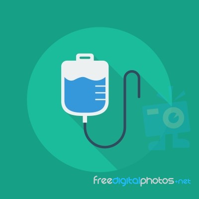 Medical Flat Icon. Saline Bag Stock Image