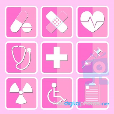 Medical Icon Set Pink Stock Image