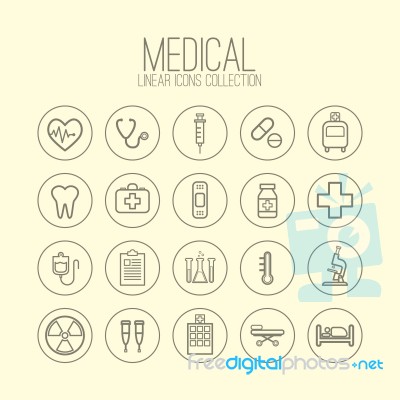 Medical Linear Icons Stock Image