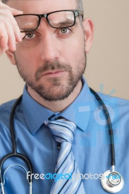 Medical Professional Concerned Look Stock Photo