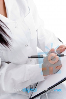 Medical Professional Writing Prescription Stock Photo