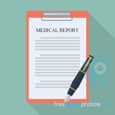 Medical Report And Pen Flat Icon Stock Image