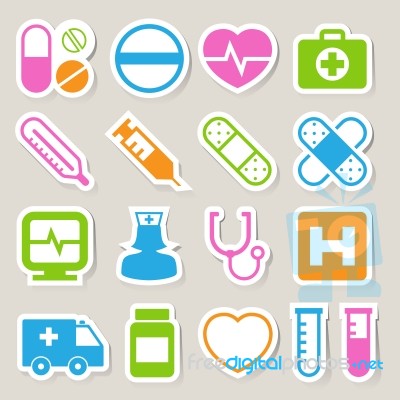 Medical Sticker Icons Set, . Illustration Stock Image