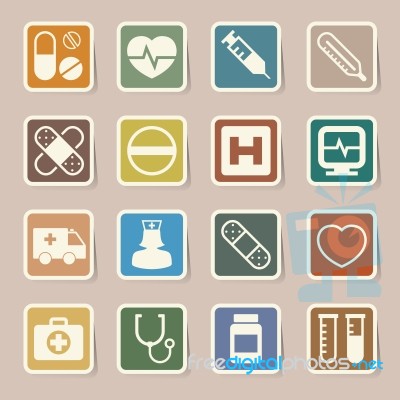 Medical Sticker Icons Set, . Illustration Stock Image