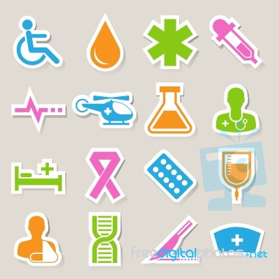 Medical Sticker Icons Set, . Illustration Stock Image