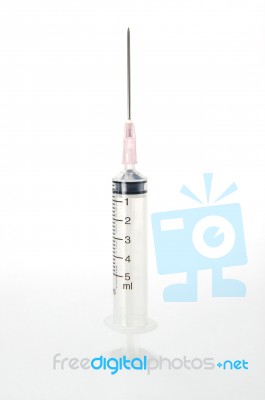 Medical Syringe On White Background Stock Photo