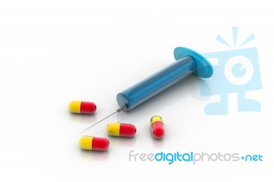 Medicine And Syringe Stock Image