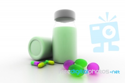 Medicine Bottles And Pills Stock Image