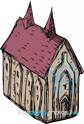 Medieval Church Drawing Stock Image
