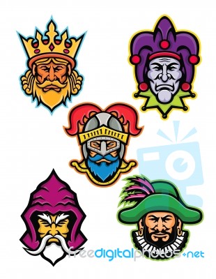 Medieval Royal Court Mascot Collection Stock Image