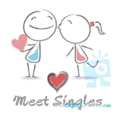 Meet Singles Indicates Find Love And Romance Stock Image