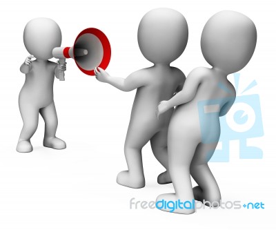 Megaphone Character Shows Motivation Authority And Do It Stock Image