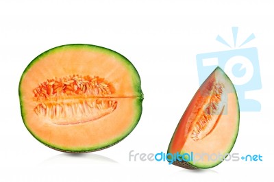 Melon Cuts On White Background Stock Photo