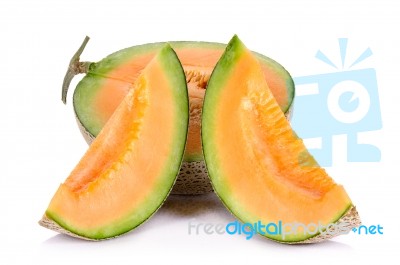 Melon Fruit Isolated On The White Background Stock Photo