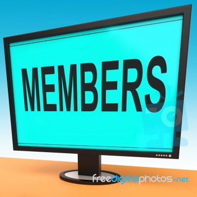 Members Online Shows Membership Registration And Web Subscribing… Stock Image