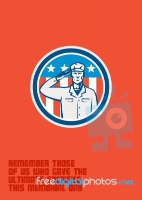 Memorial Day Greeting Card American Soldier Salute Circle Stock Image