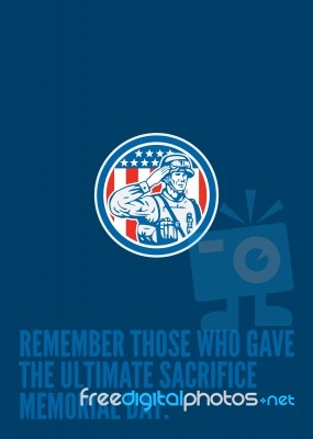 Memorial Day Greeting Card Soldier Military Salute Circle Stock Image