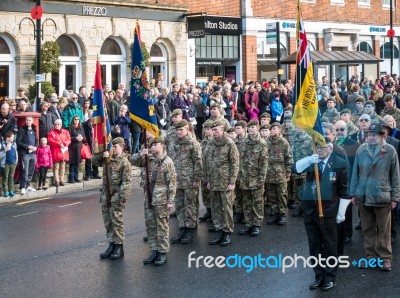 Memorial Service On Remembrance Sunday In East Grinstead Stock Photo