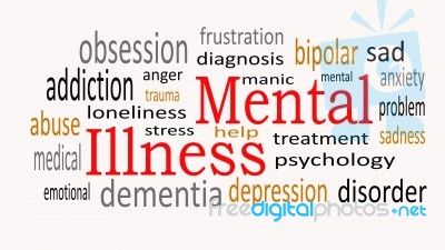 Mental Illness, Word Cloud Concept On White Background Stock Image