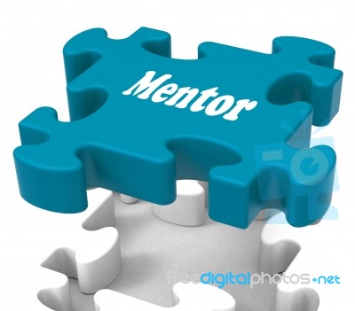 Mentor Puzzle Shows Knowledge Advice Mentoring And Mentors Stock Image