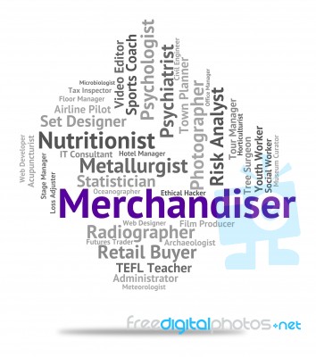 Merchandiser Job Shows Hire Words And Work Stock Image