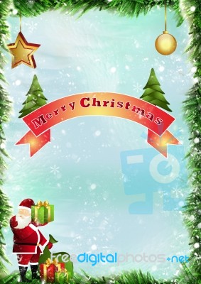 Merry Christhmas Celebration Banner With Santa Clause Stock Image