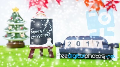 Merry Christmas And Happy New Year Background  And Number 2017 T… Stock Photo