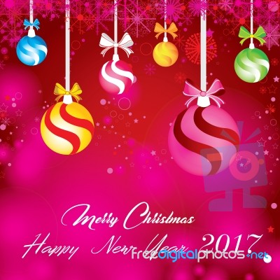 Merry Christmas And Happy New Year With Decorations Ball On Red Background Stock Image Merry Christmas And Happy New Year With Decorations Ball On Red Background Stock Image