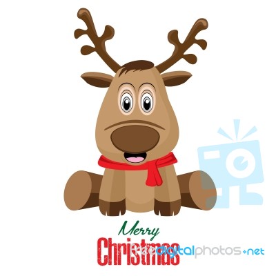 Merry Christmas And Reindeer Isolated On White Background Stock Image