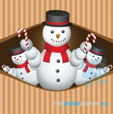 Merry Christmas Card With Snow Man Stock Image