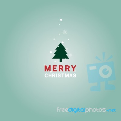 Merry Christmas Tree And Text Flat Stock Image