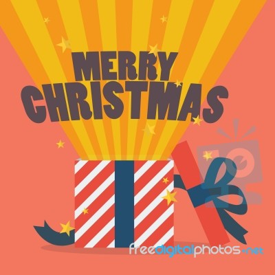 Merry Christmas With A Gift Box Stock Image