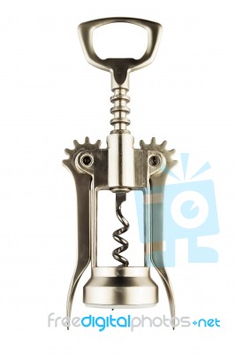 Metal Modern Corkscrew Isolated On White Stock Photo