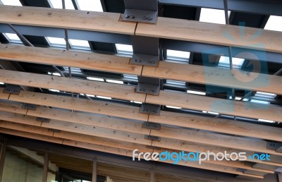 Metal Roof With Wood Rafter Stock Photo