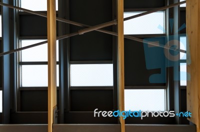 Metal Roof With Wood Rafter Stock Photo