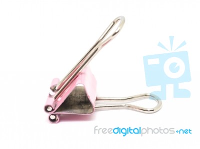 Metal Spring Clip Isolated Stock Photo