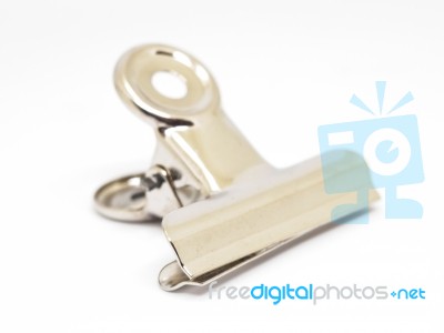 Metal Spring Clip Isolated Stock Photo