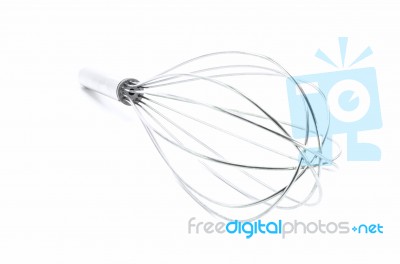 Metal Whisk On White Background Stock Photo