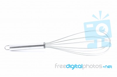 Metal Whisk On White Background Stock Photo