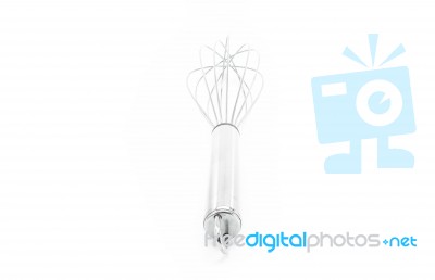 Metal Whisk On White Background Stock Photo