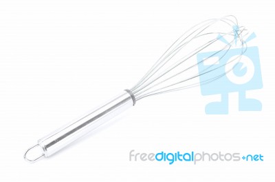 Metal Whisk On White Background Stock Photo