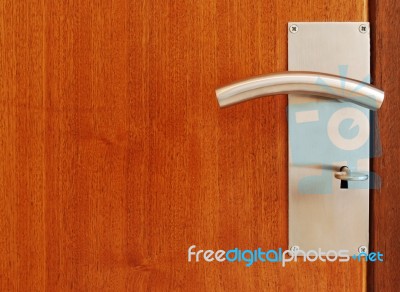 Metallic Door Handle With Key Stock Photo Metallic Door Handle With Key Stock Photo