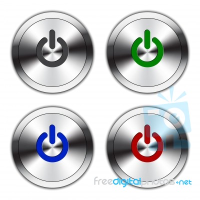 Metallic Power Button Stock Image