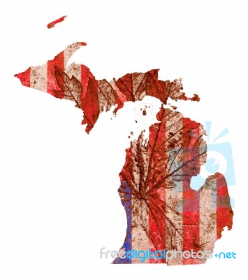 Michigan State Map Flag Stock Image