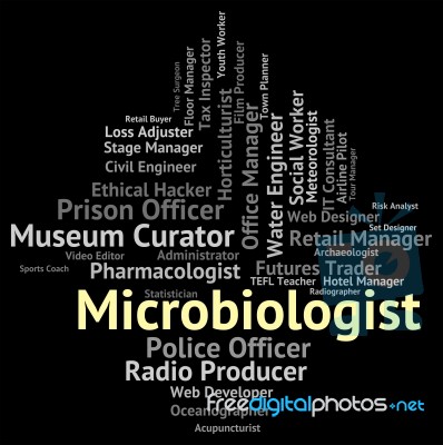 Microbiologist Job Indicating Cell Physiology And Text Stock Image