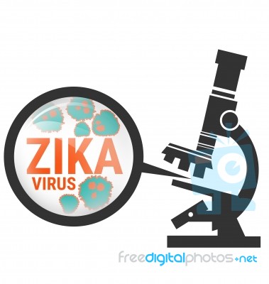 Microscope With Zika Virus Stock Image